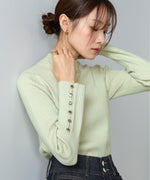 【2026SS】袖ボタンハイネックリブニットトップス