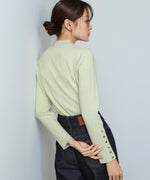 【2026SS】袖ボタンハイネックリブニットトップス