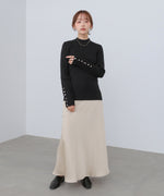 【2026SS】袖ボタンハイネックリブニットトップス