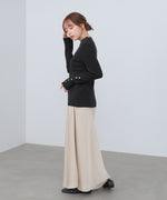 【2026SS】袖ボタンハイネックリブニットトップス