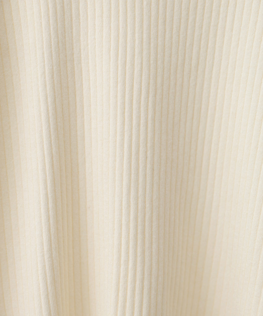 【2026SS】袖ボタンハイネックリブニットトップス