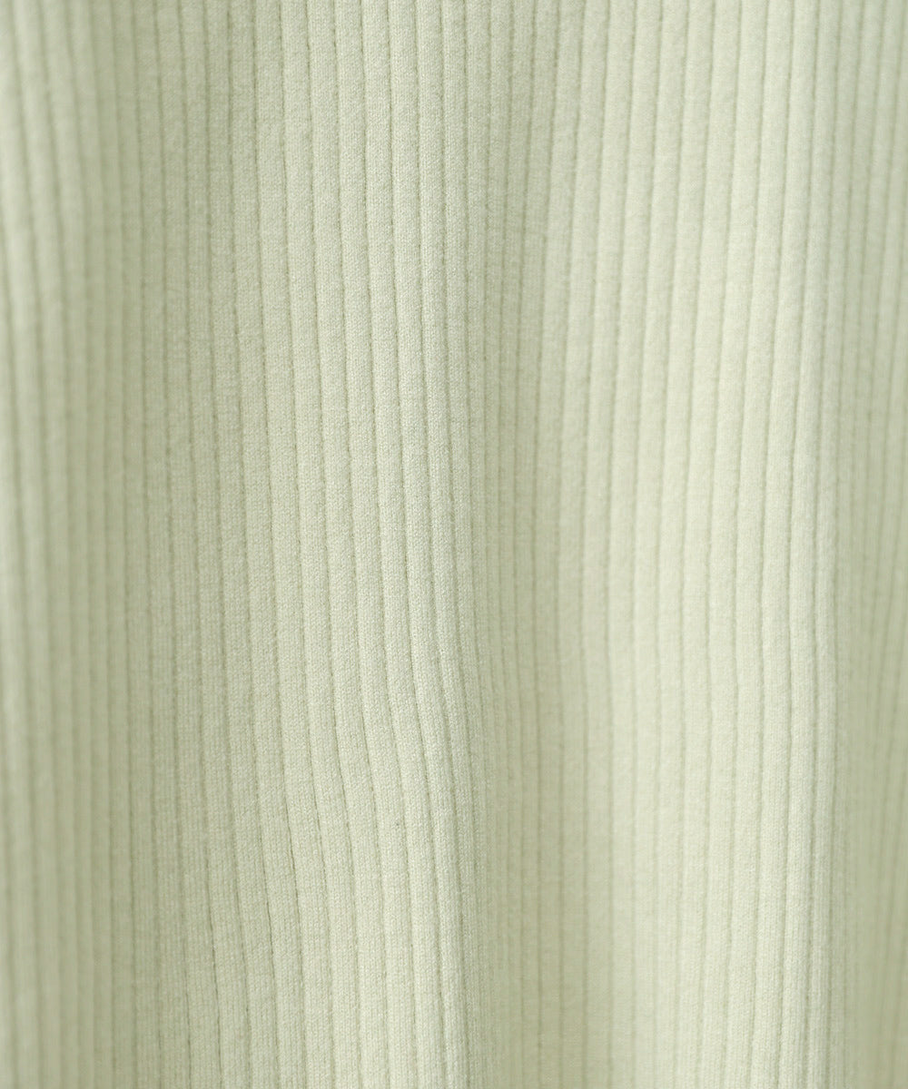 【2026SS】袖ボタンハイネックリブニットトップス