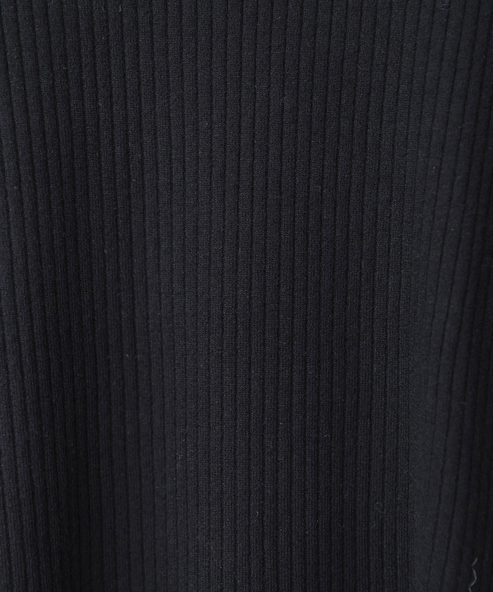 【2026SS】袖ボタンハイネックリブニットトップス