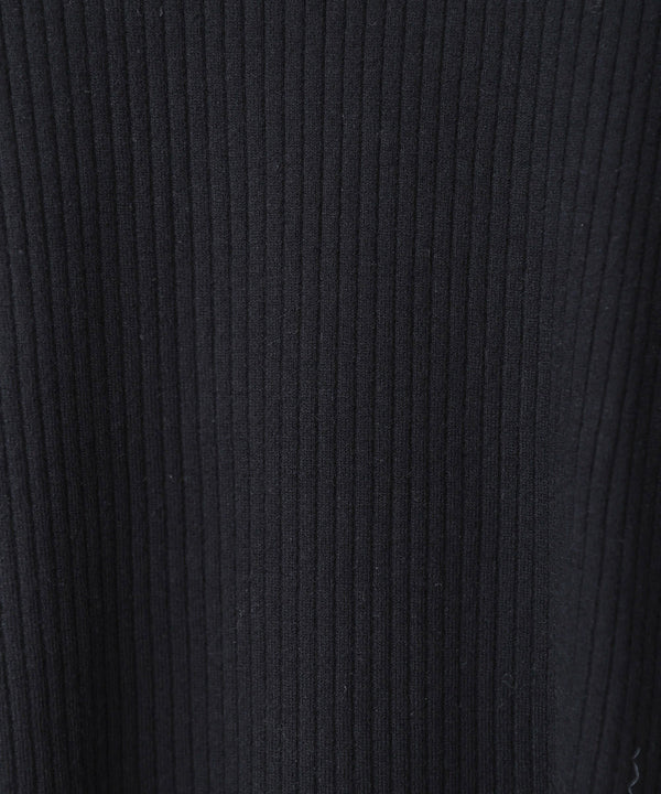 【2026SS】袖ボタンハイネックリブニットトップス