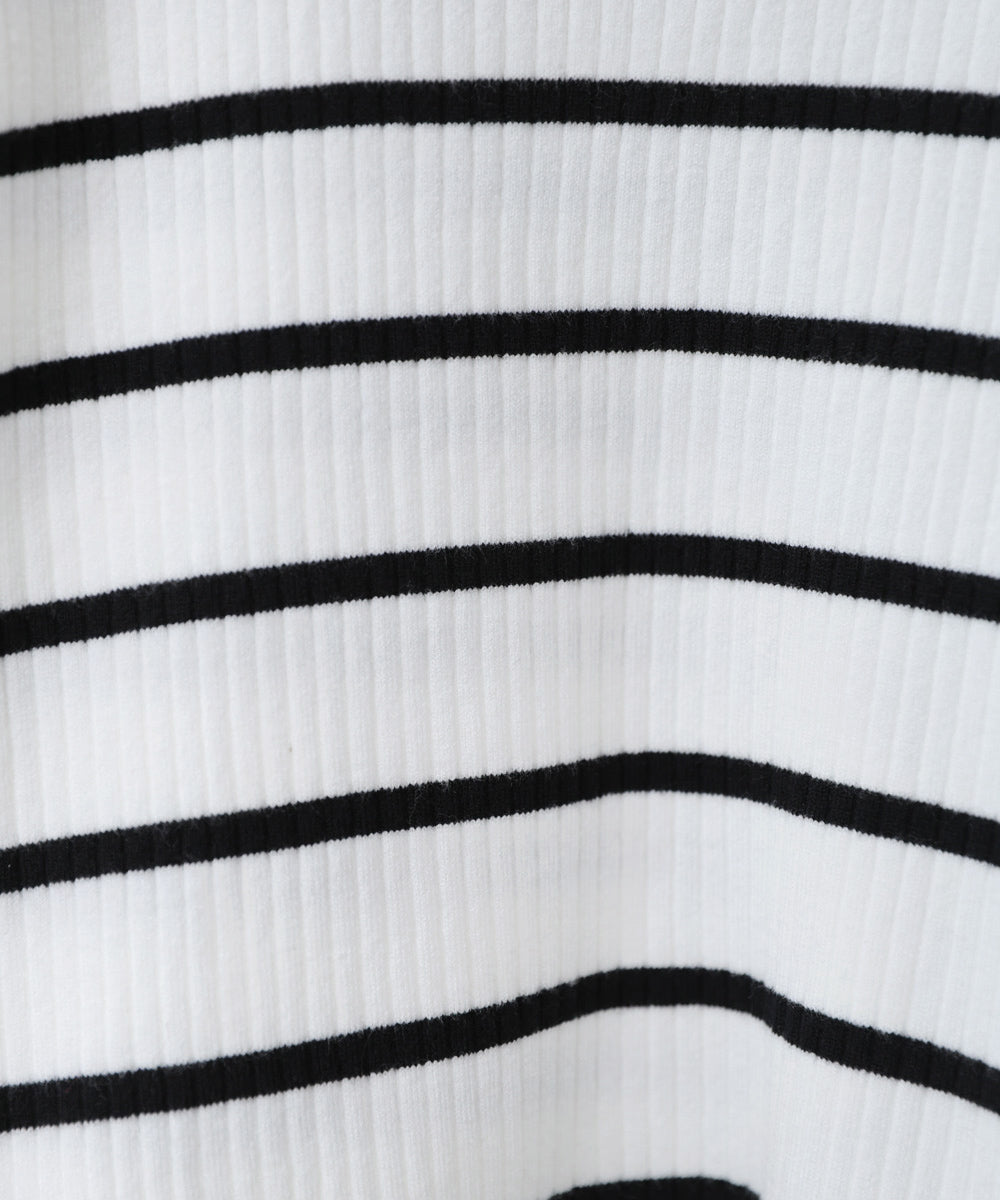 【2026SS】袖ボタンハイネックリブニットトップス