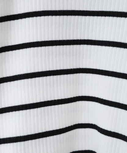 【2026SS】袖ボタンハイネックリブニットトップス