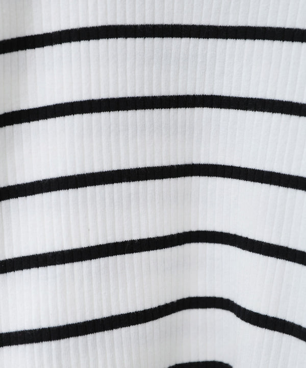 【2026SS】袖ボタンハイネックリブニットトップス