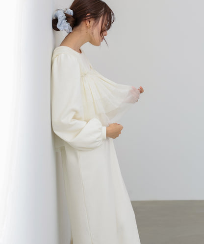 【選べるサイズ展開】ティアードチュールキャミ＋スウェットワンピースSET