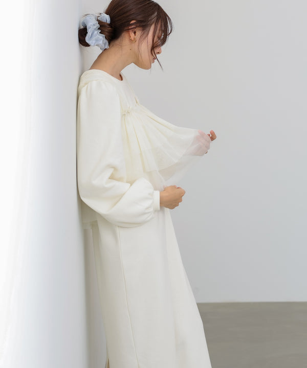 【選べるサイズ展開】ティアードチュールキャミ＋スウェットワンピースSET