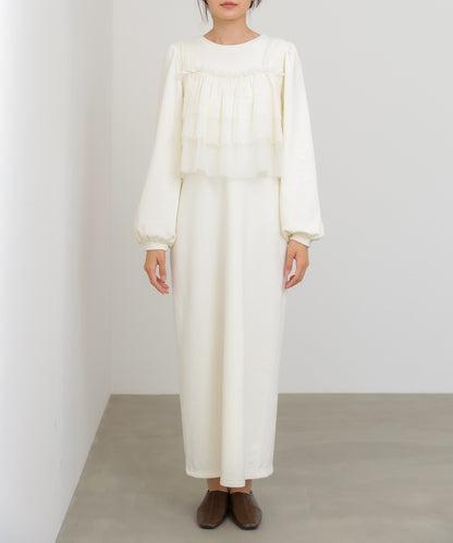 【選べるサイズ展開】ティアードチュールキャミ＋スウェットワンピースSET