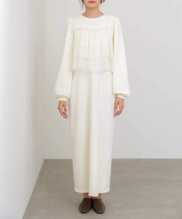 【選べるサイズ展開】ティアードチュールキャミ＋スウェットワンピースSET