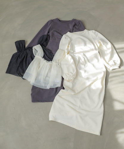 【選べるサイズ展開】ティアードチュールキャミ＋スウェットワンピースSET