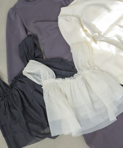 【選べるサイズ展開】ティアードチュールキャミ＋スウェットワンピースSET