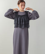 【選べるサイズ展開】ティアードチュールキャミ＋スウェットワンピースSET