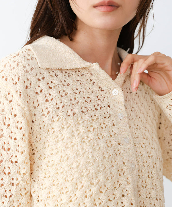 【2026SS】透かし編み裾チュールカーディガン