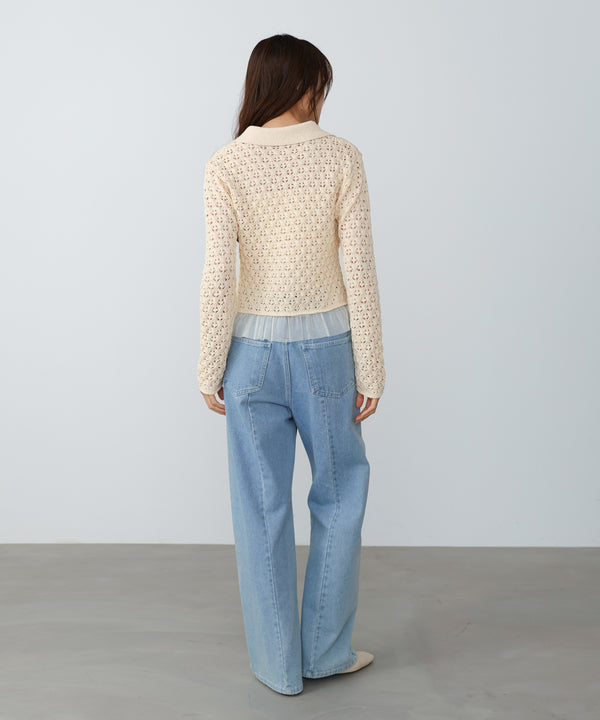 【2026SS】透かし編み裾チュールカーディガン