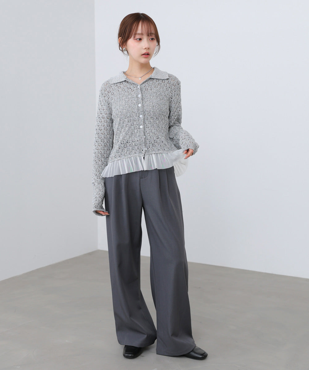 【2026SS】透かし編み裾チュールカーディガン