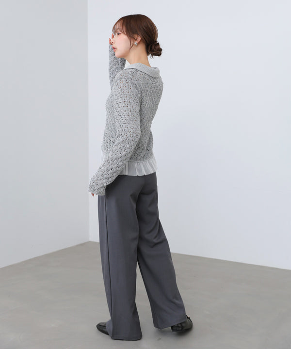 【2026SS】透かし編み裾チュールカーディガン