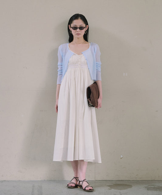 レース切り替えフレアキャミワンピース