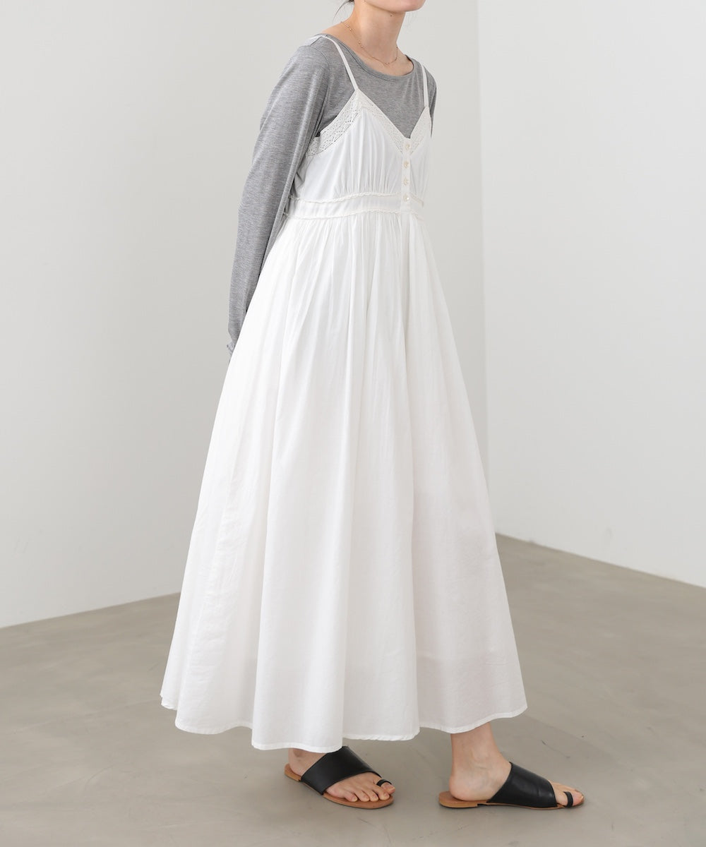 【選べるサイズ展開】レース切り替えフレアキャミワンピース