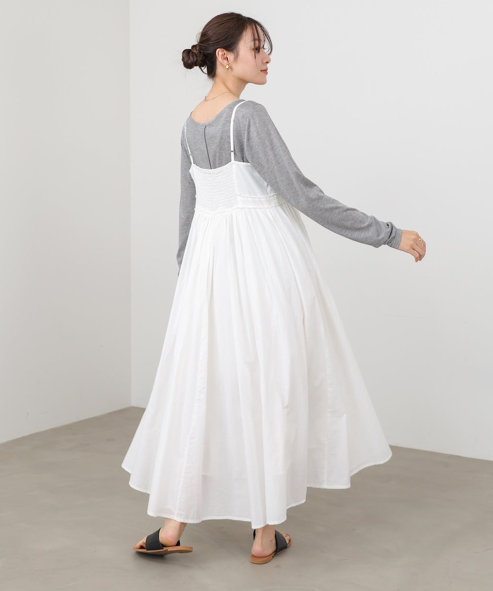 【選べるサイズ展開】レース切り替えフレアキャミワンピース