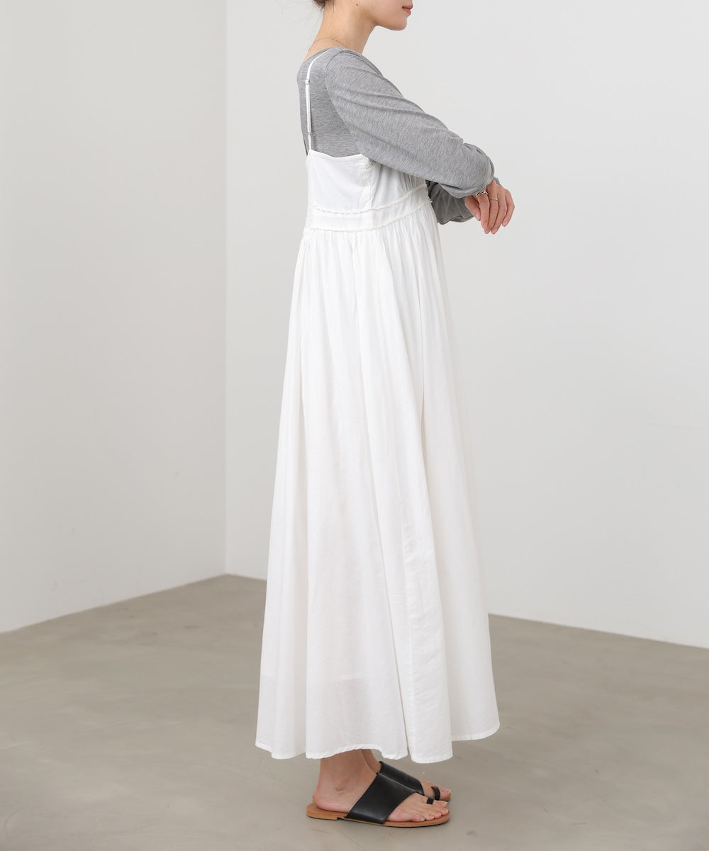 【選べるサイズ展開】レース切り替えフレアキャミワンピース