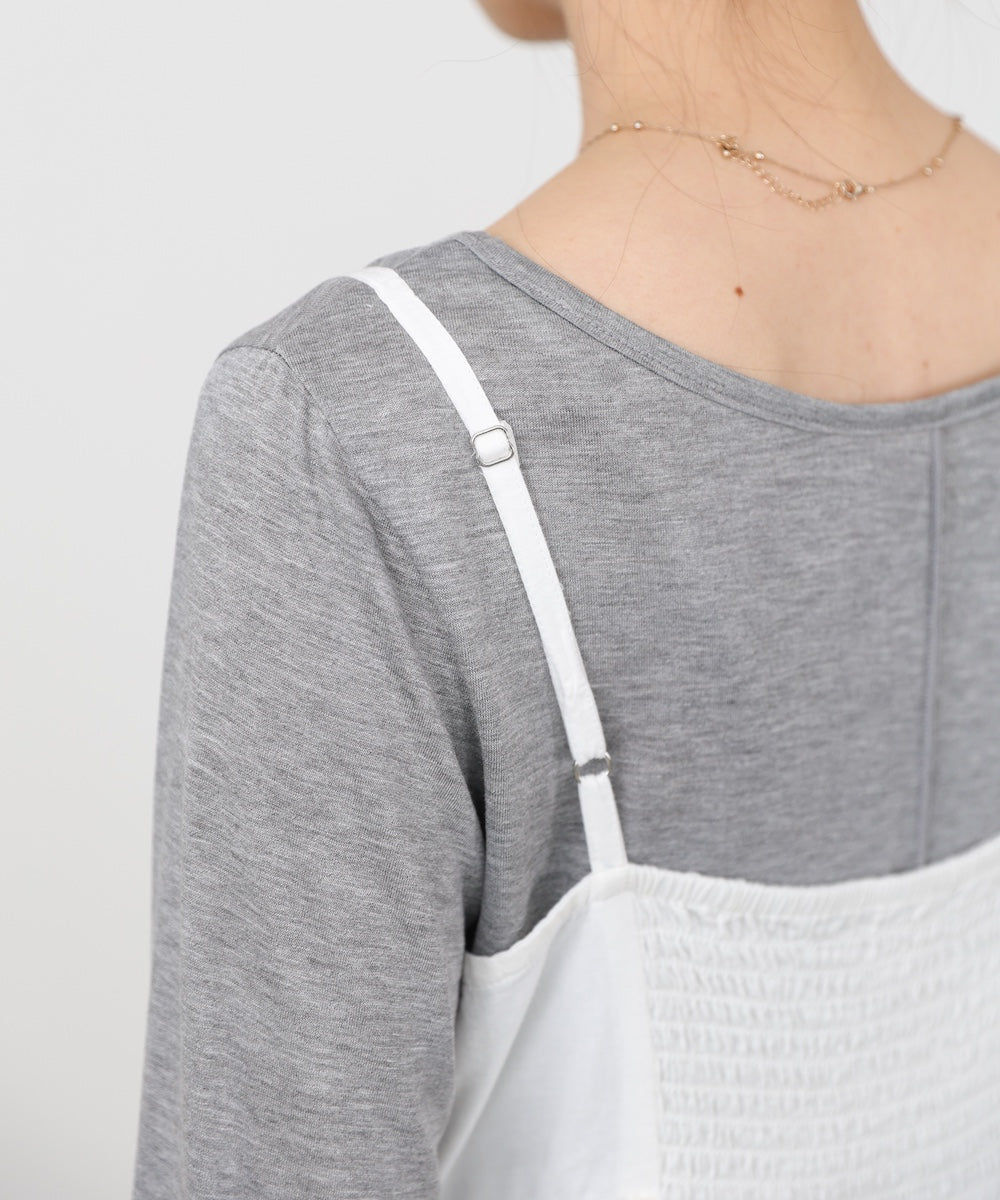 【選べるサイズ展開】レース切り替えフレアキャミワンピース