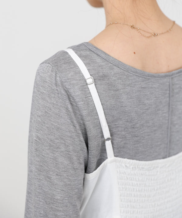 【選べるサイズ展開】レース切り替えフレアキャミワンピース