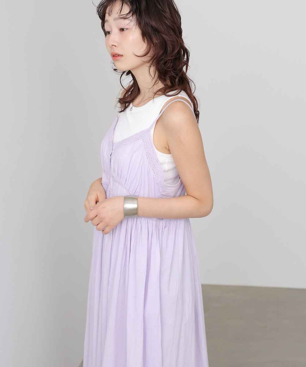 【選べるサイズ展開】レース切り替えフレアキャミワンピース
