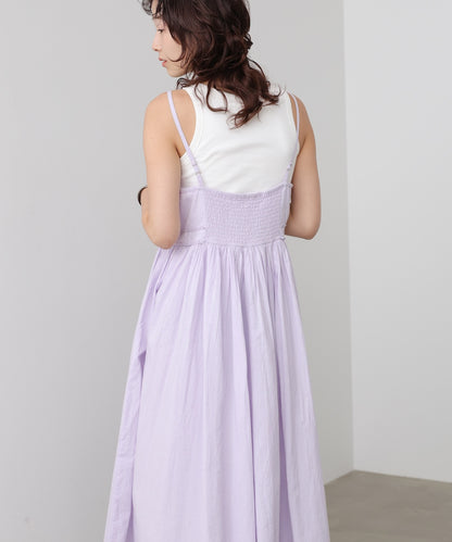 【選べるサイズ展開】レース切り替えフレアキャミワンピース