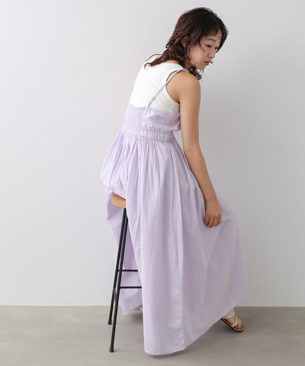 【選べるサイズ展開】レース切り替えフレアキャミワンピース