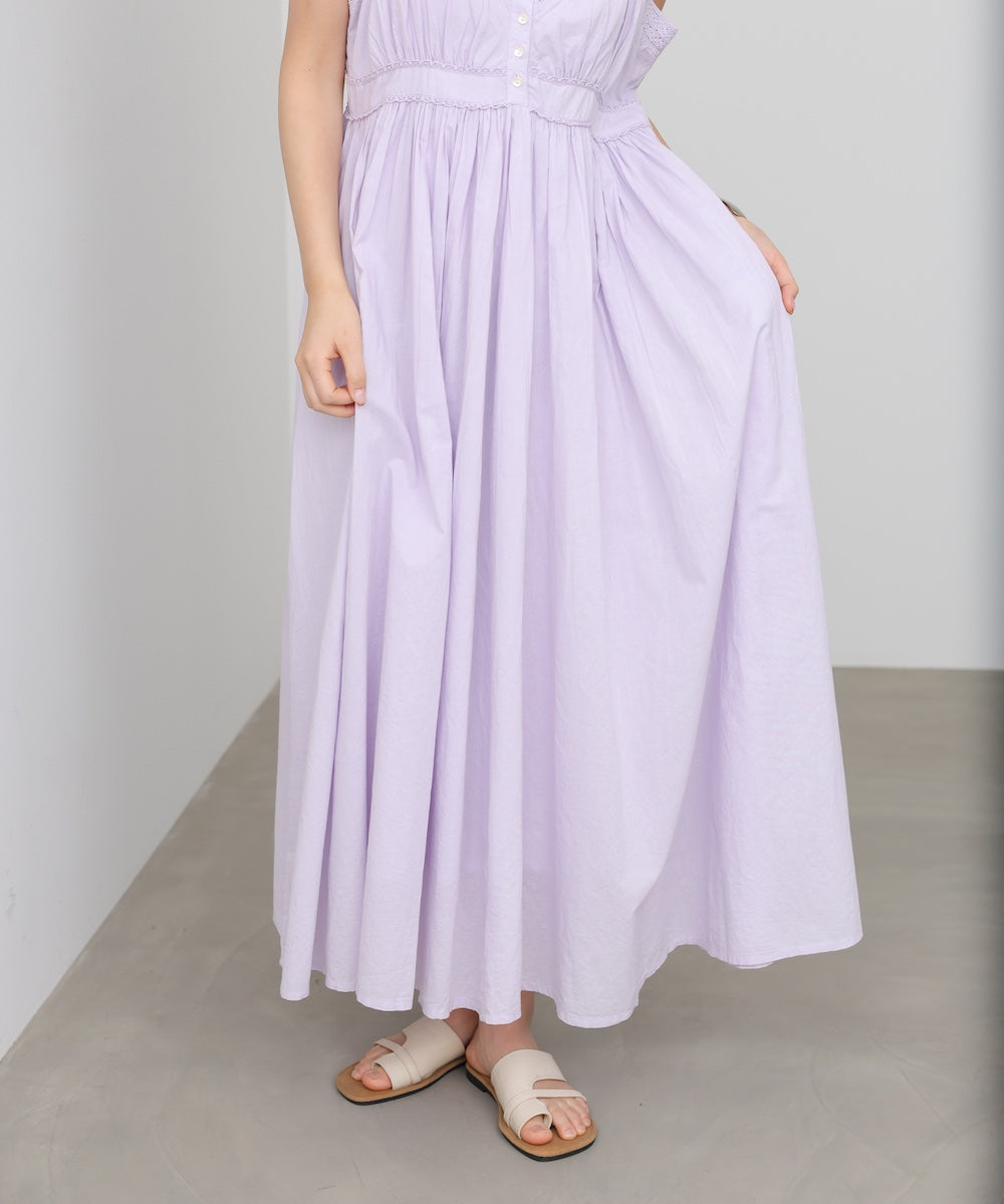 【選べるサイズ展開】レース切り替えフレアキャミワンピース