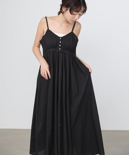 【選べるサイズ展開】レース切り替えフレアキャミワンピース