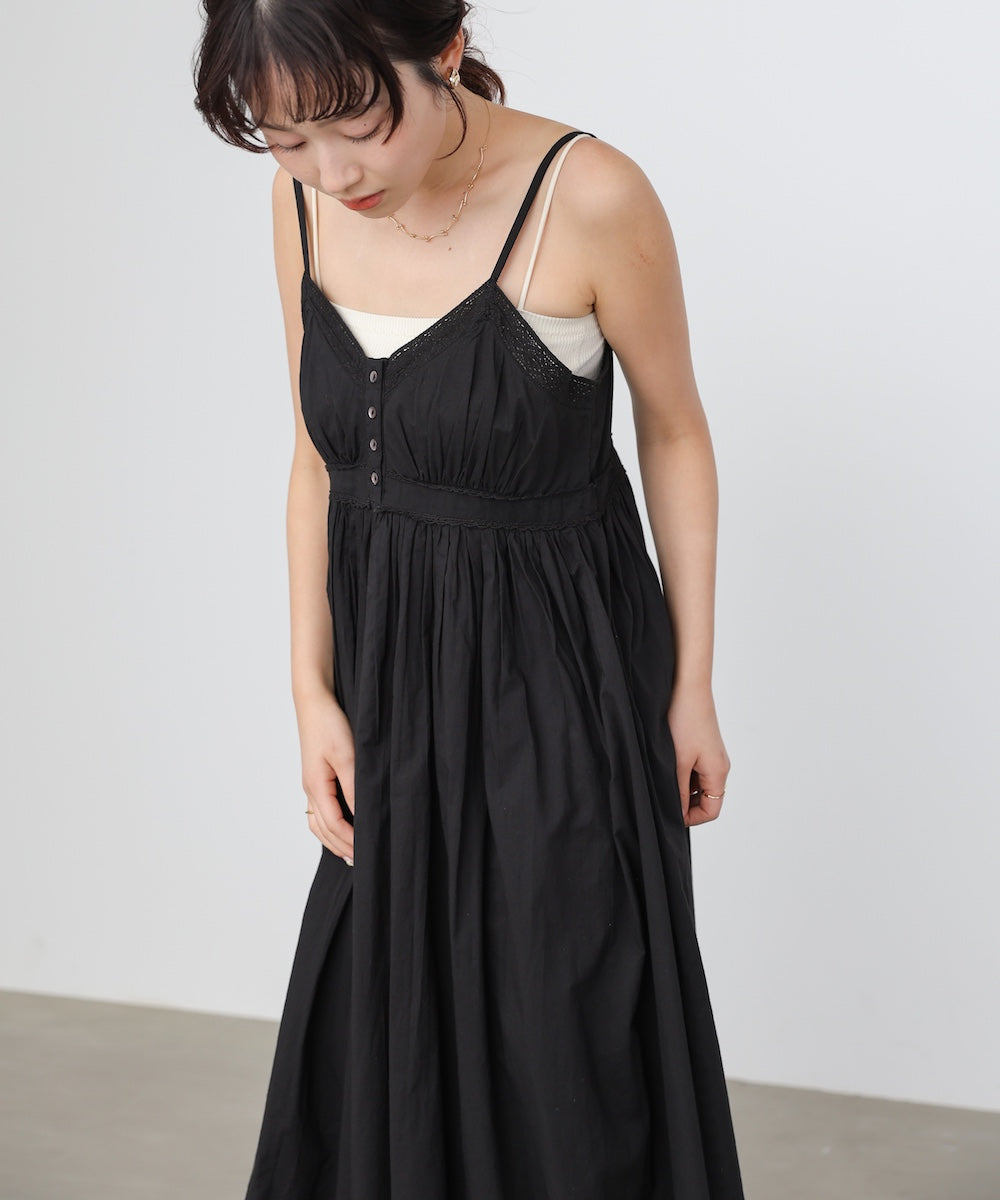 【選べるサイズ展開】レース切り替えフレアキャミワンピース