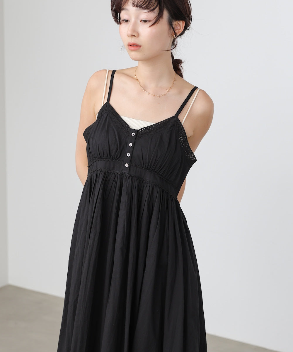 【選べるサイズ展開】レース切り替えフレアキャミワンピース