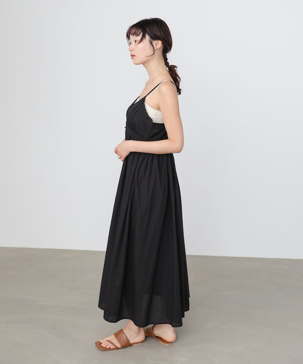 【選べるサイズ展開】レース切り替えフレアキャミワンピース