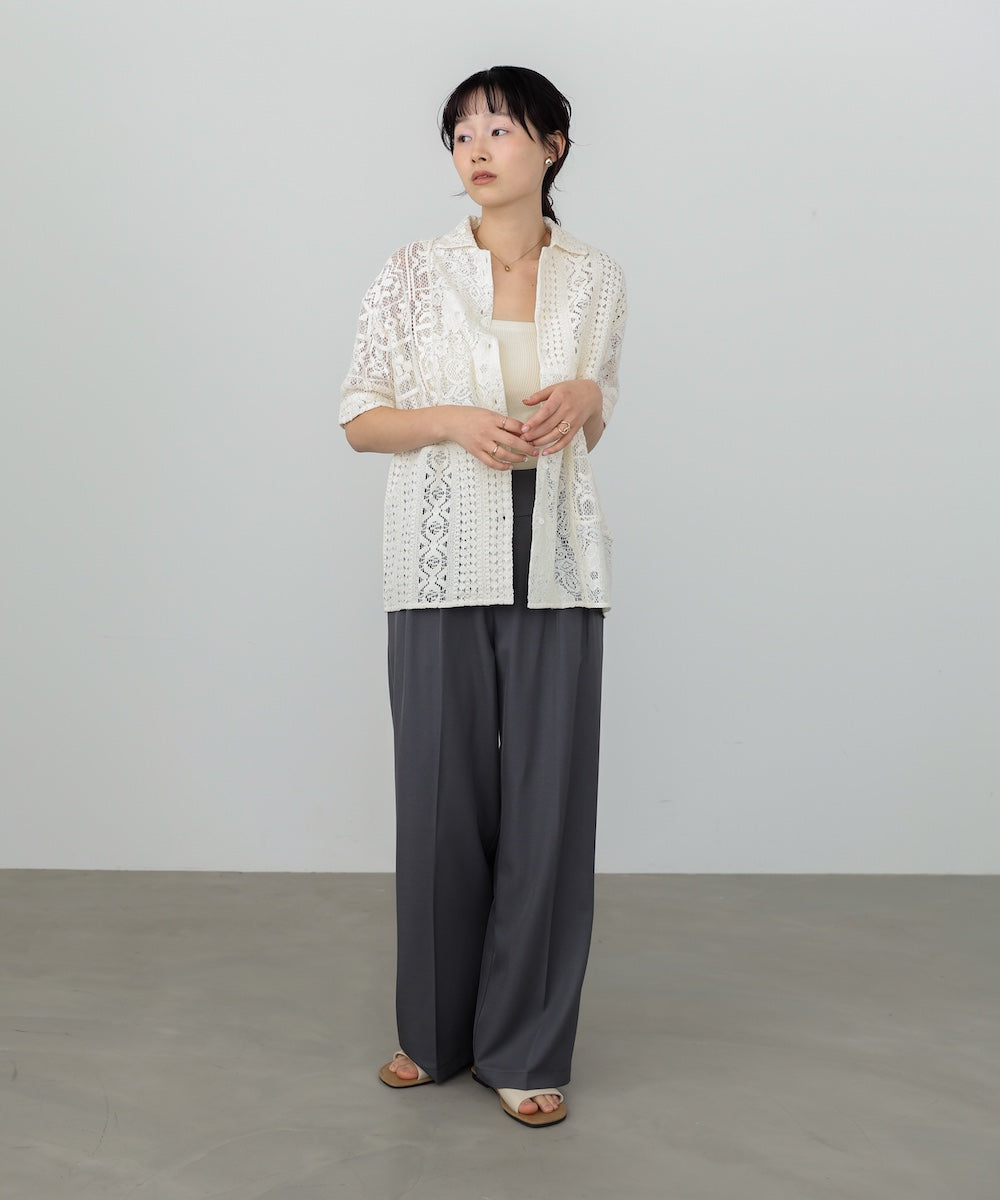 【セットアップ対応】パッチワークレースシャツ