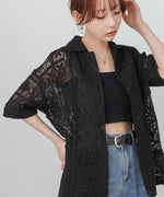 【セットアップ対応】パッチワークレースシャツ