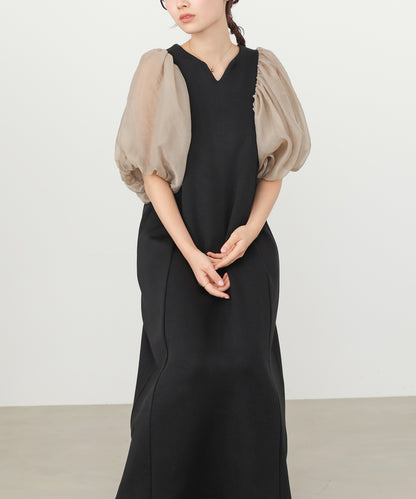 【選べるサイズ展開】袖ボリュームポンチワンピース