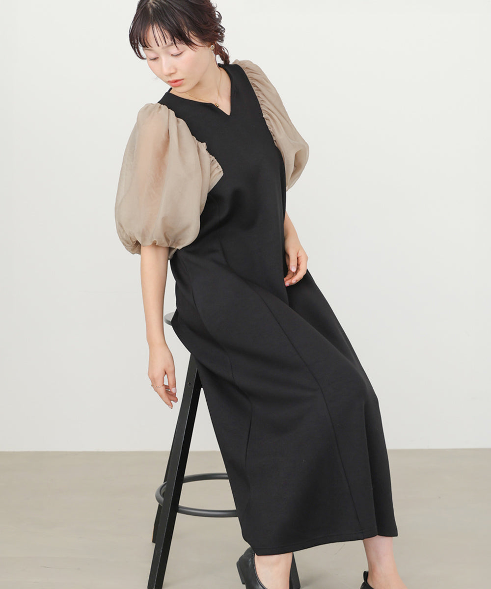 【選べるサイズ展開】袖ボリュームポンチワンピース