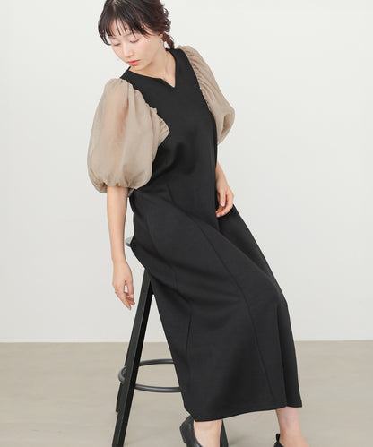 【選べるサイズ展開】袖ボリュームポンチワンピース