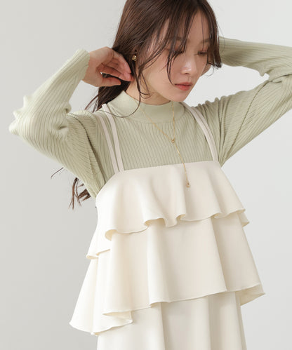 【選べるサイズ/イージーケア】ティアードキャミワンピース【イージージョーゼットシリーズ】