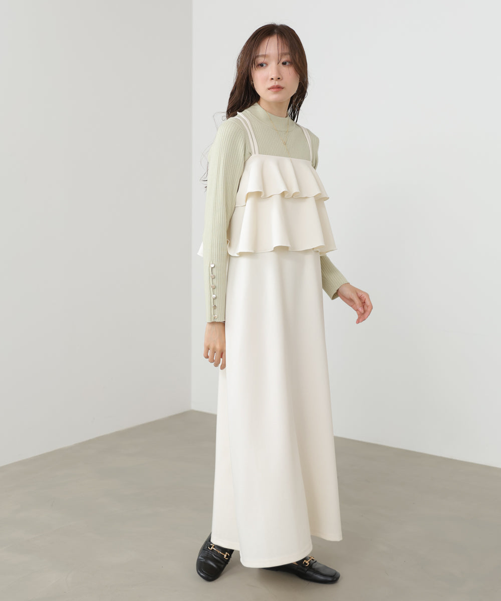 【選べるサイズ/イージーケア】ティアードキャミワンピース【イージージョーゼットシリーズ】