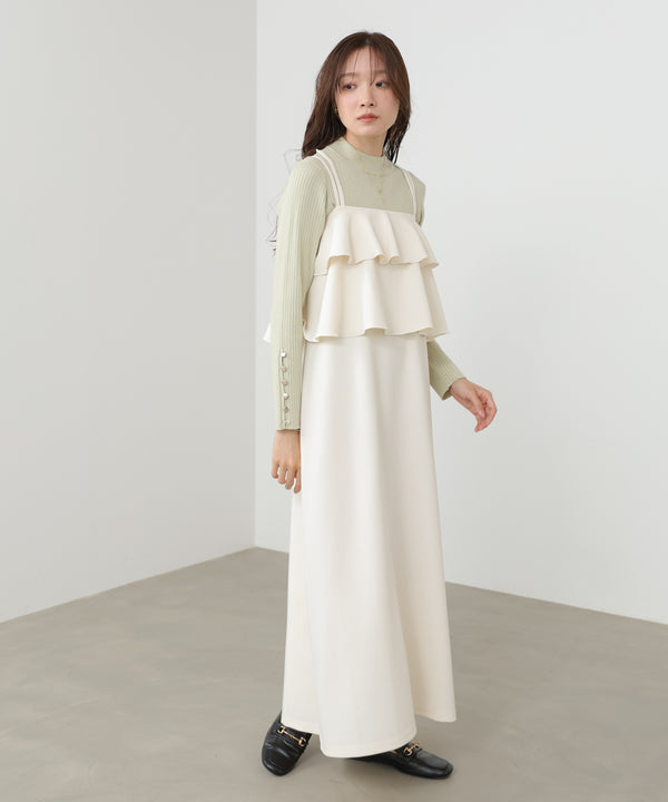 【選べるサイズ/イージーケア】ティアードキャミワンピース【イージージョーゼットシリーズ】