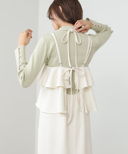 【選べるサイズ/イージーケア】ティアードキャミワンピース【イージージョーゼットシリーズ】