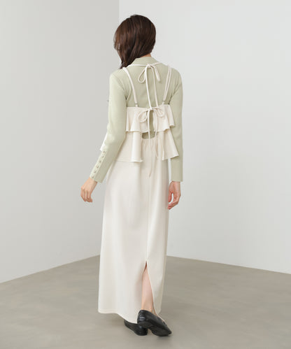 【選べるサイズ/イージーケア】ティアードキャミワンピース【イージージョーゼットシリーズ】