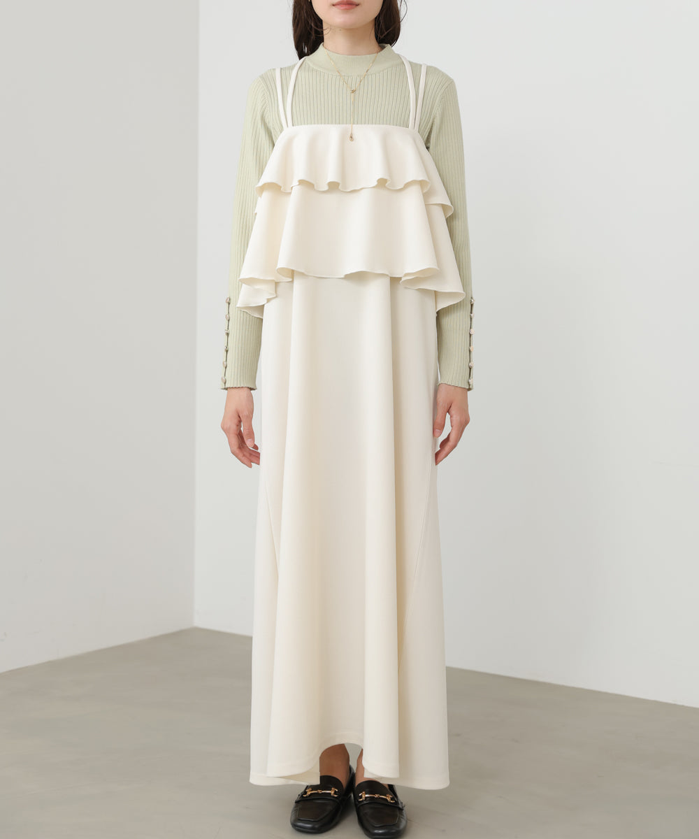 【選べるサイズ/イージーケア】ティアードキャミワンピース【イージージョーゼットシリーズ】