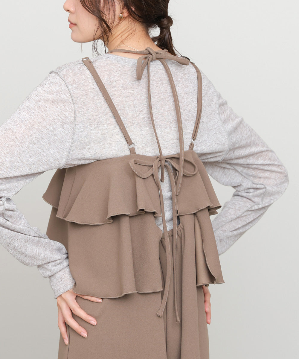 【選べるサイズ/イージーケア】ティアードキャミワンピース【イージージョーゼットシリーズ】