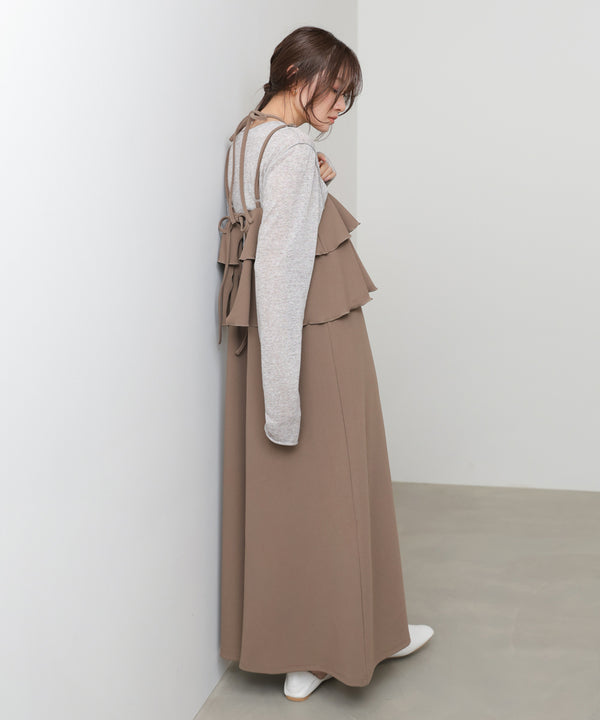 【選べるサイズ/イージーケア】ティアードキャミワンピース【イージージョーゼットシリーズ】