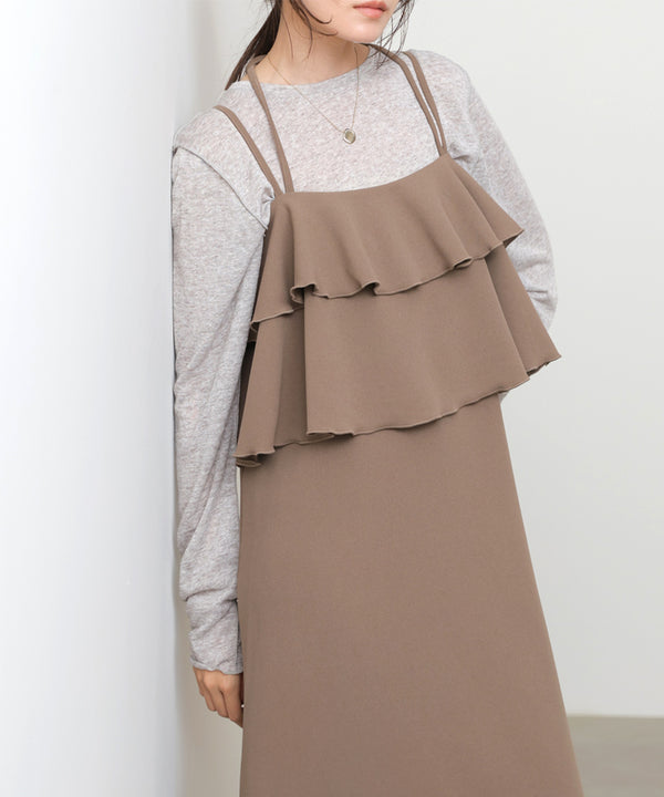 【選べるサイズ/イージーケア】ティアードキャミワンピース【イージージョーゼットシリーズ】